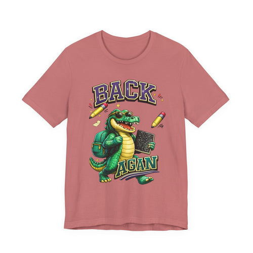 Back Again Crocodile Graphic T-Shirt — Retro School Backpacker Tee