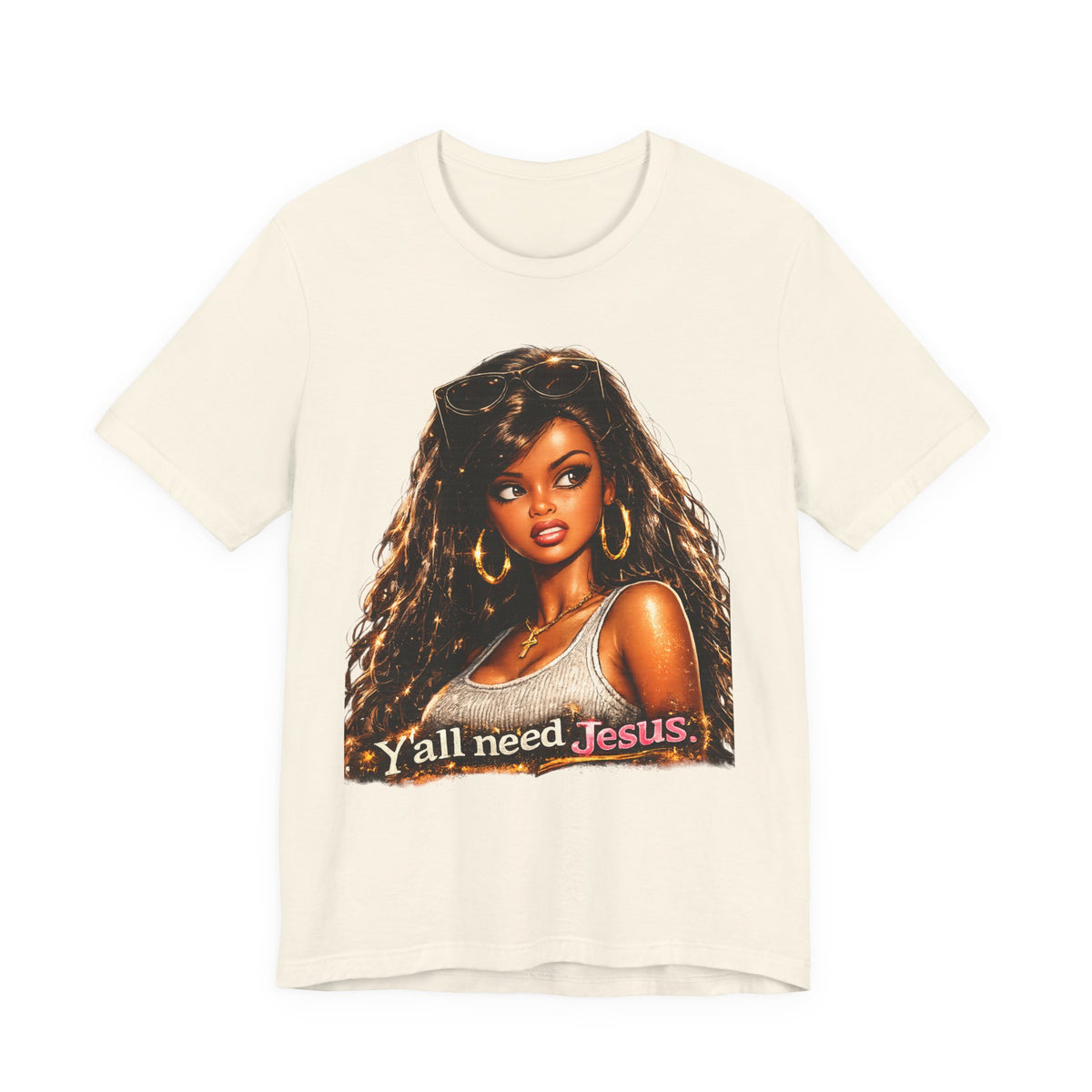 Y'all Need Jesus Tee — Vintage Glam Faith Graphic T-Shirt