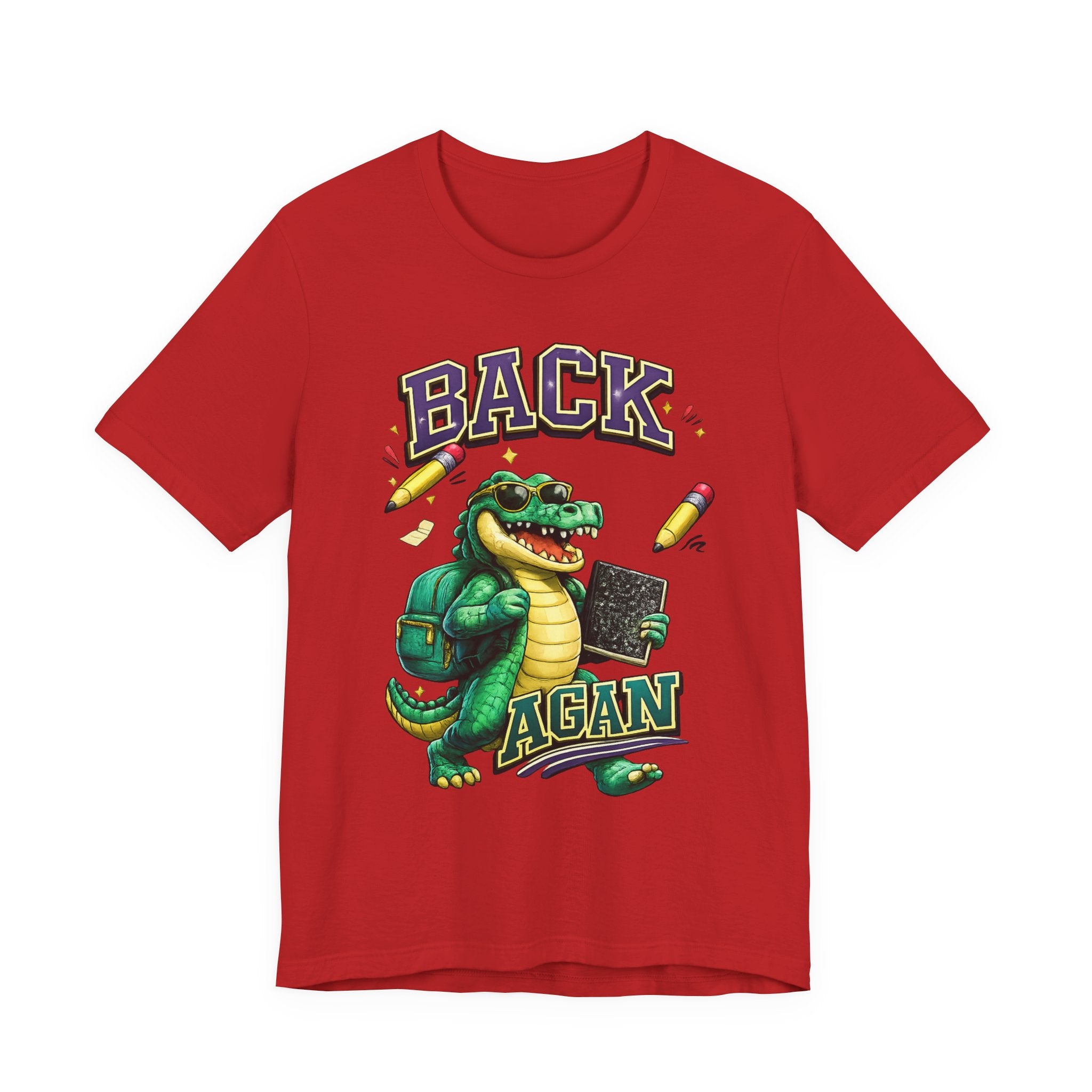 Back Again Crocodile Graphic T-Shirt — Retro School Backpacker Tee