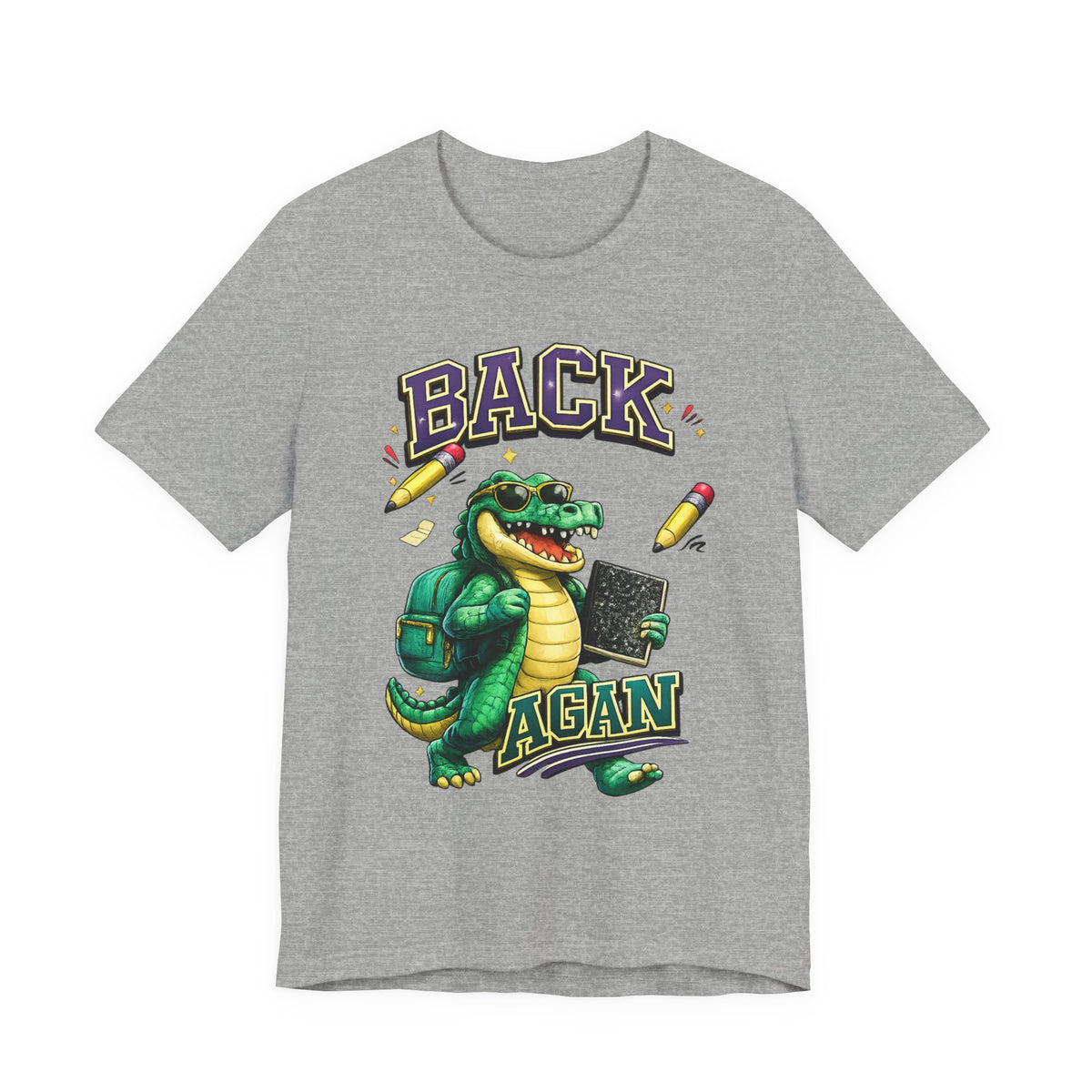 Back Again Crocodile Graphic T-Shirt — Retro School Backpacker Tee