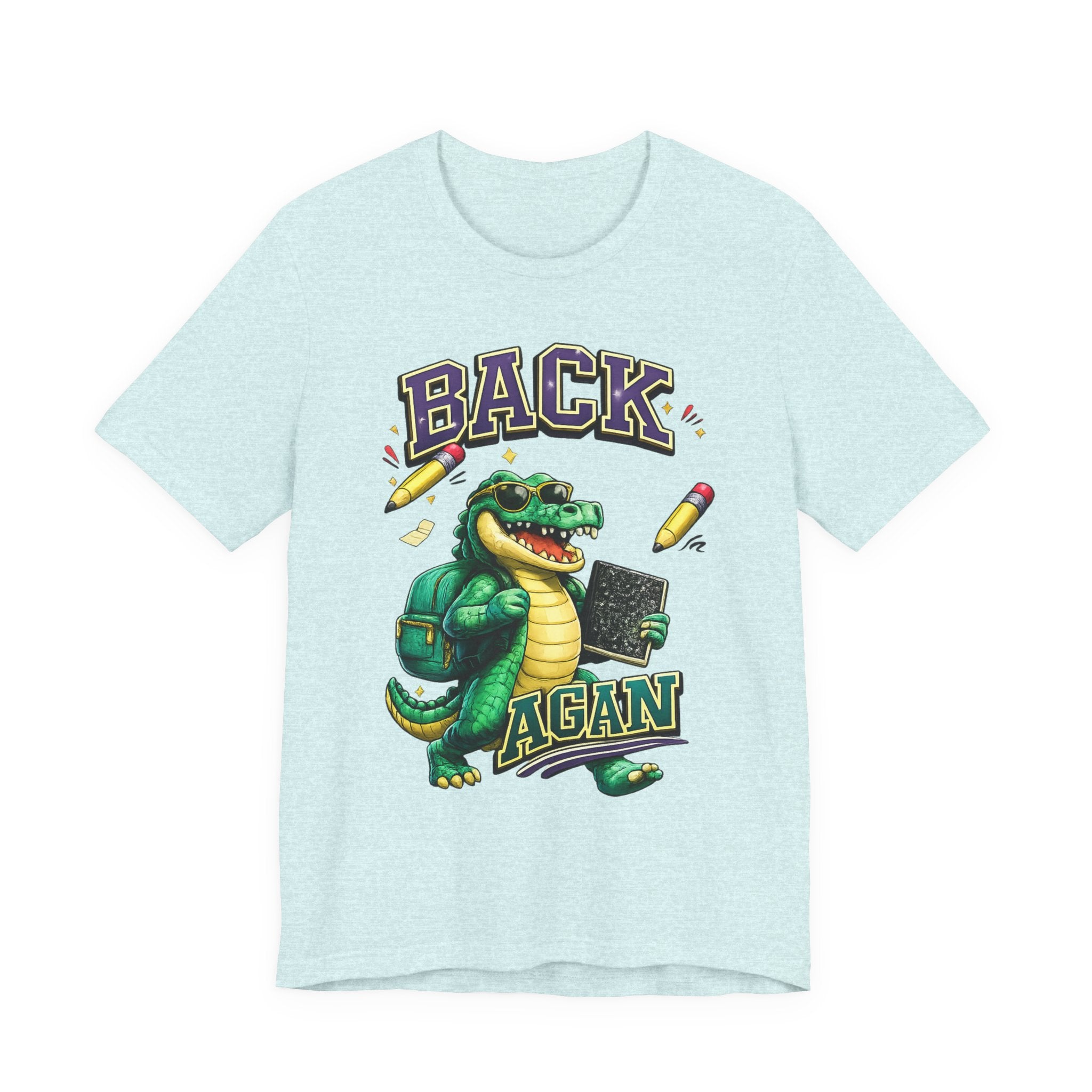 Back Again Crocodile Graphic T-Shirt — Retro School Backpacker Tee