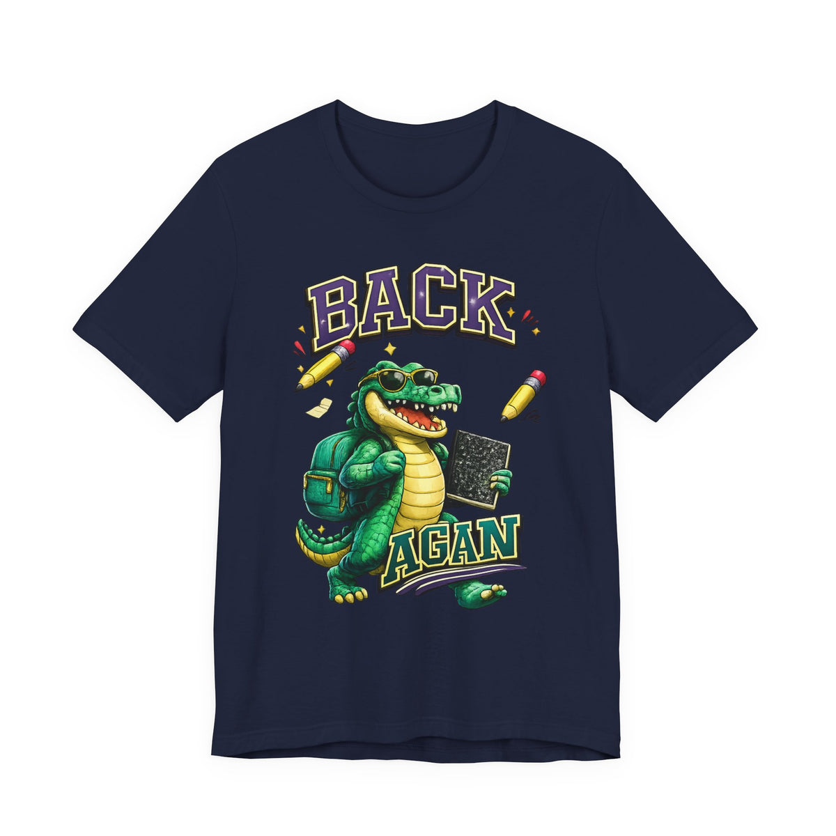Back Again Crocodile Graphic T-Shirt — Retro School Backpacker Tee