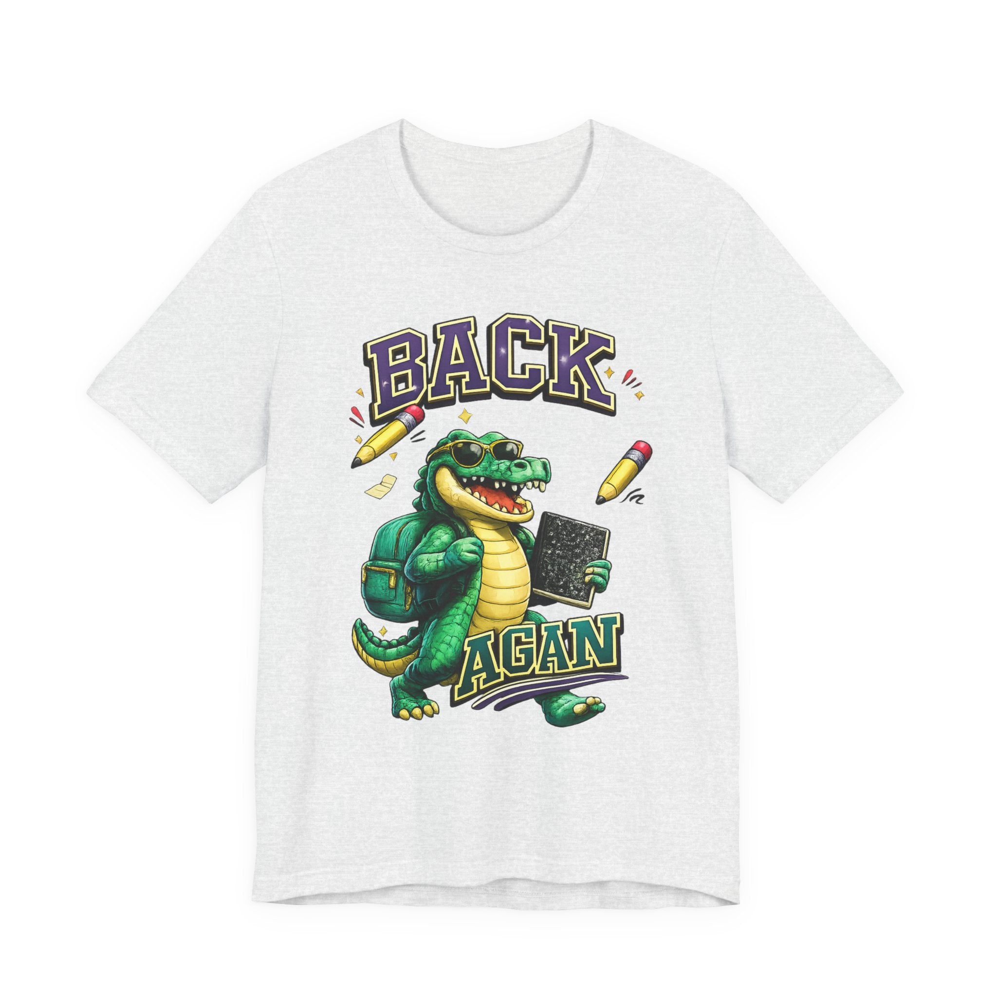 Back Again Crocodile Graphic T-Shirt — Retro School Backpacker Tee
