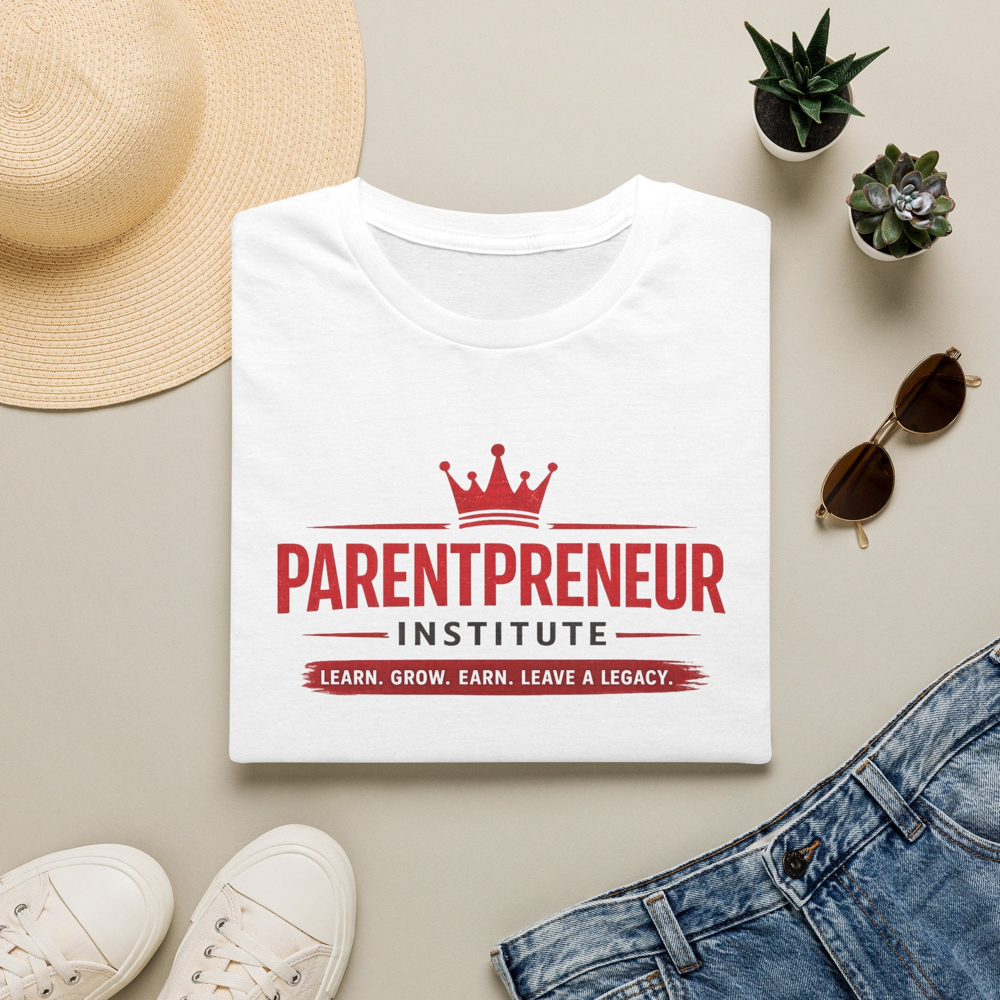 Parentpreneur Institute T-Shirt — Learn. Grow. Earn. Leave a Legacy.