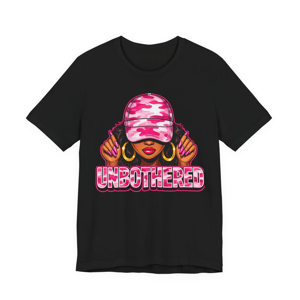 Unbothered Pink Camo Tee — Women’s Graphic 'UNBOTHERED' Shirt