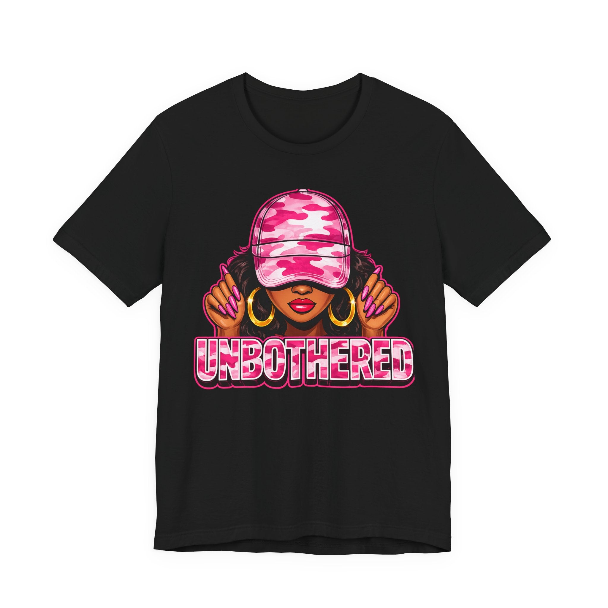 Unbothered Pink Camo Tee — Women’s Graphic 'UNBOTHERED' Shirt