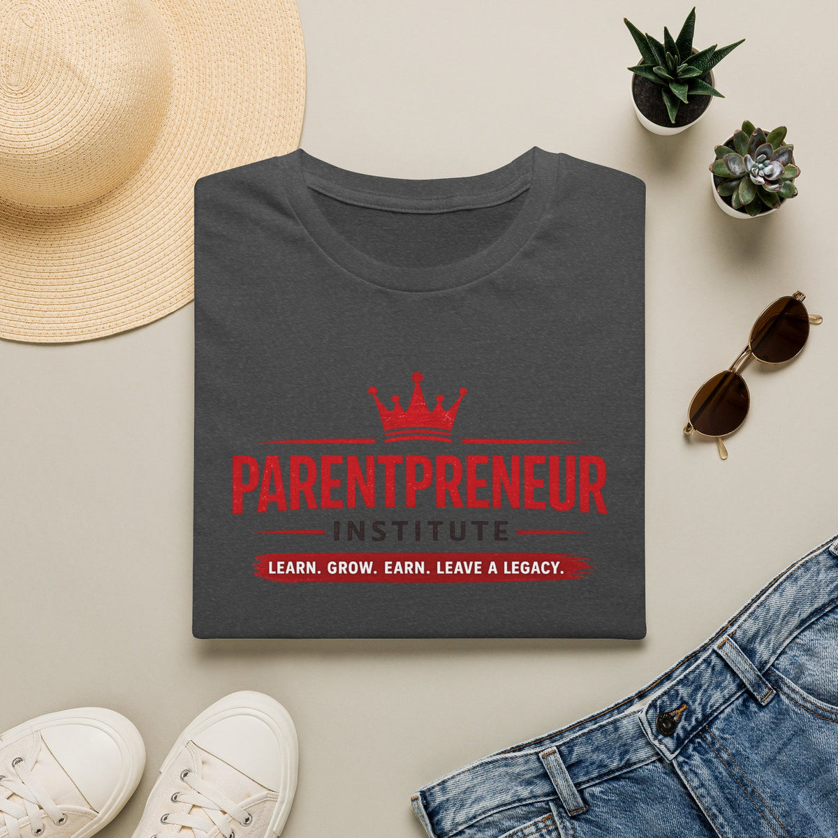 Parentpreneur Institute T-Shirt — Learn. Grow. Earn. Leave a Legacy.