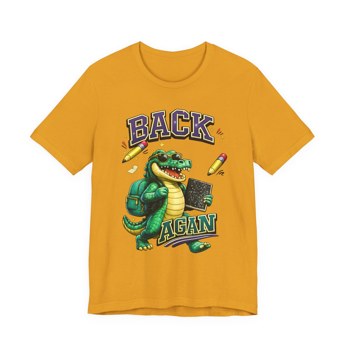Back Again Crocodile Graphic T-Shirt — Retro School Backpacker Tee