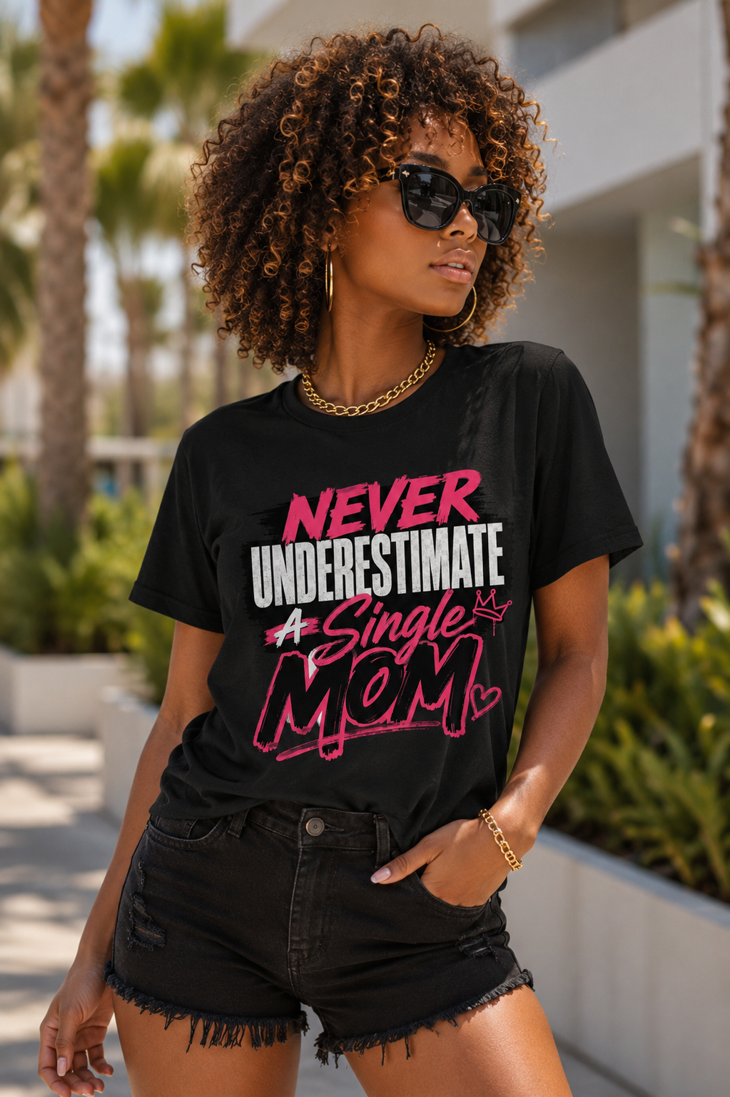 Single Mom T-Shirt — "Never Underestimate a Single Mom" Bold Graphic Tee