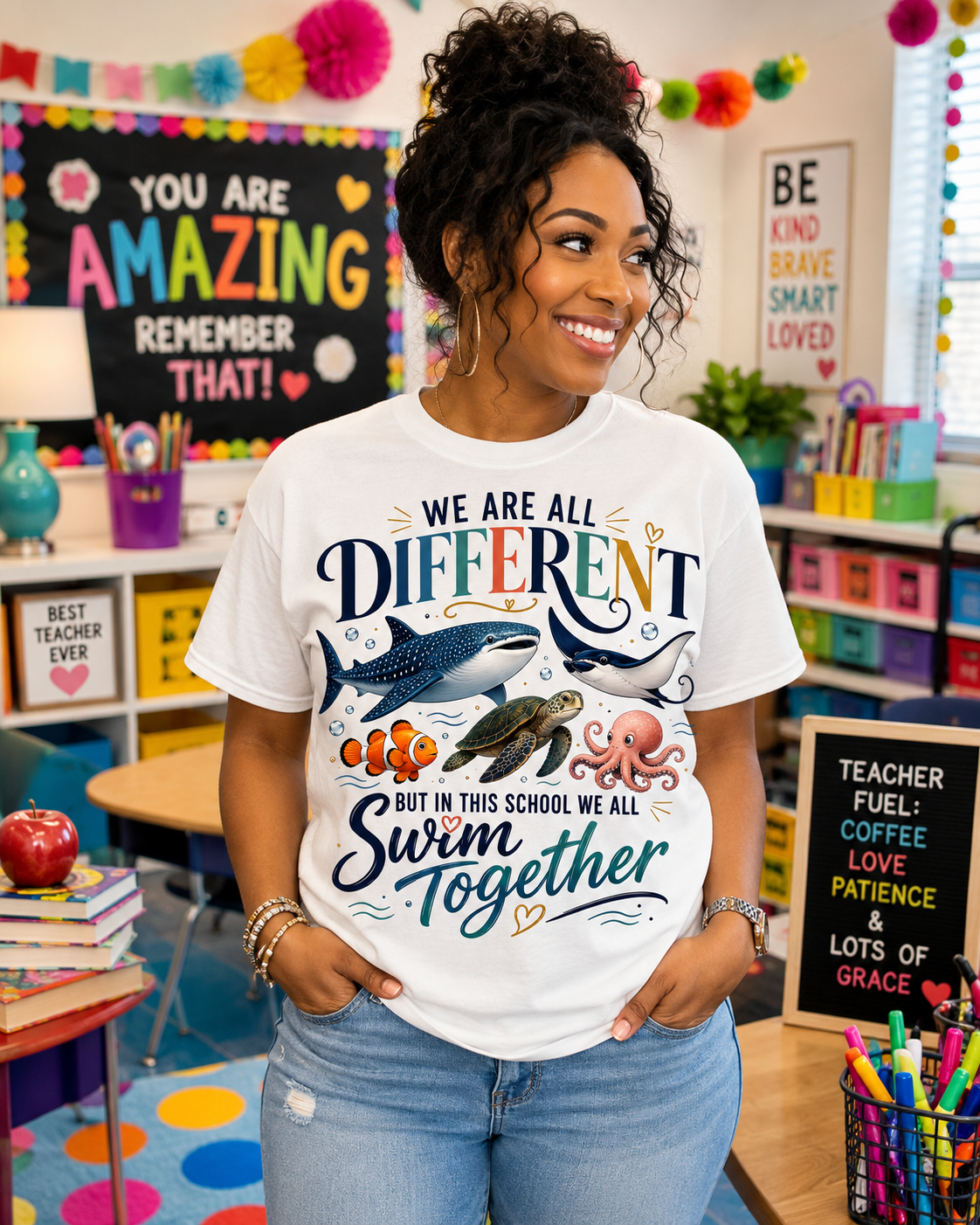 We Are All Different But In This School We All Swim Together Tee