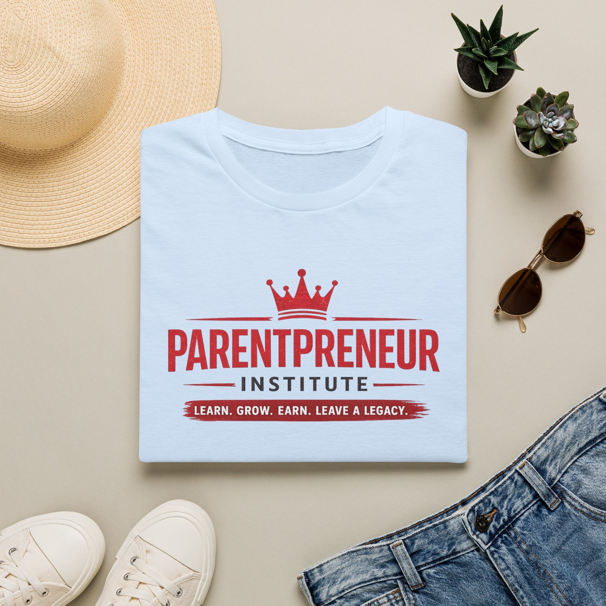 Parentpreneur Institute T-Shirt — Learn. Grow. Earn. Leave a Legacy.