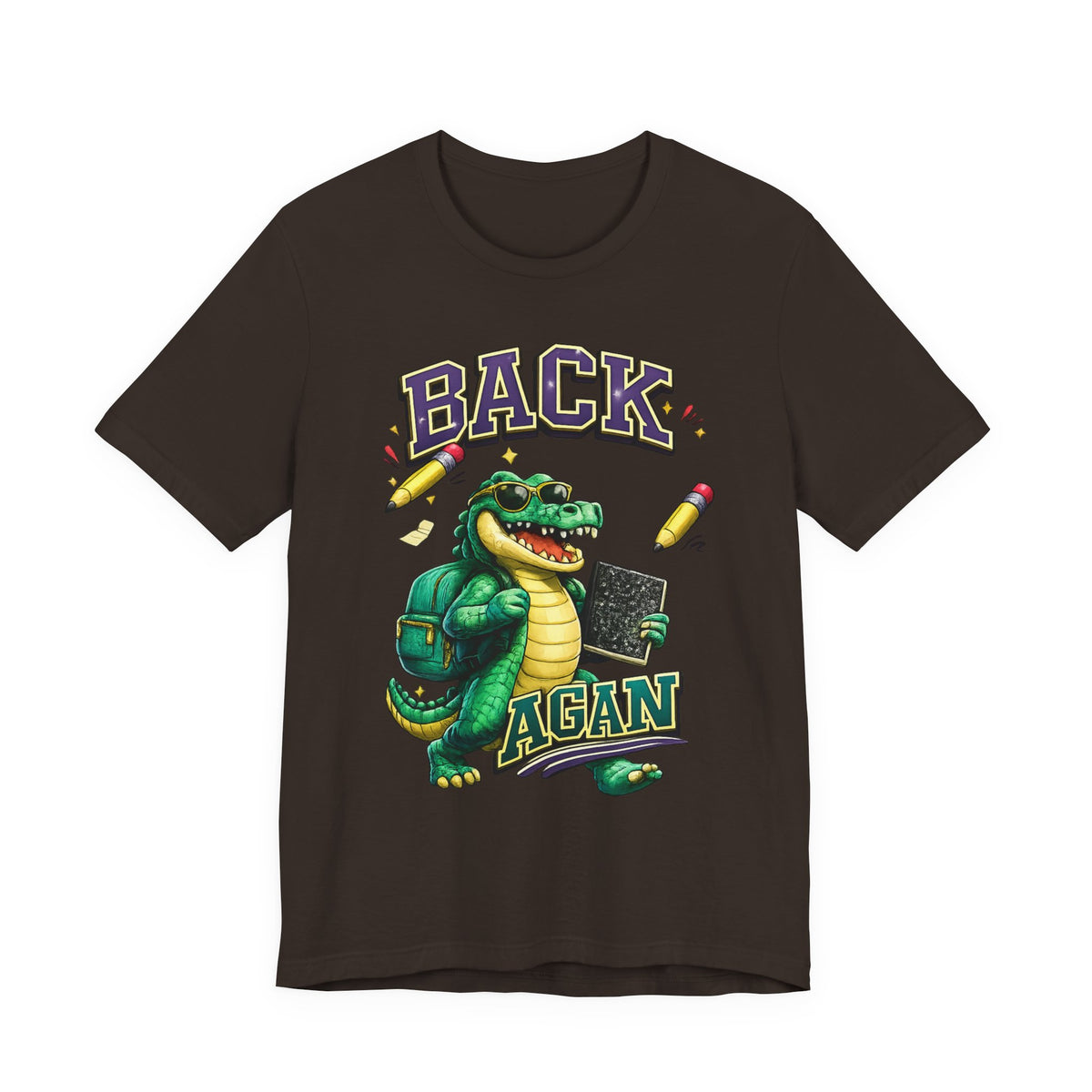Back Again Crocodile Graphic T-Shirt — Retro School Backpacker Tee