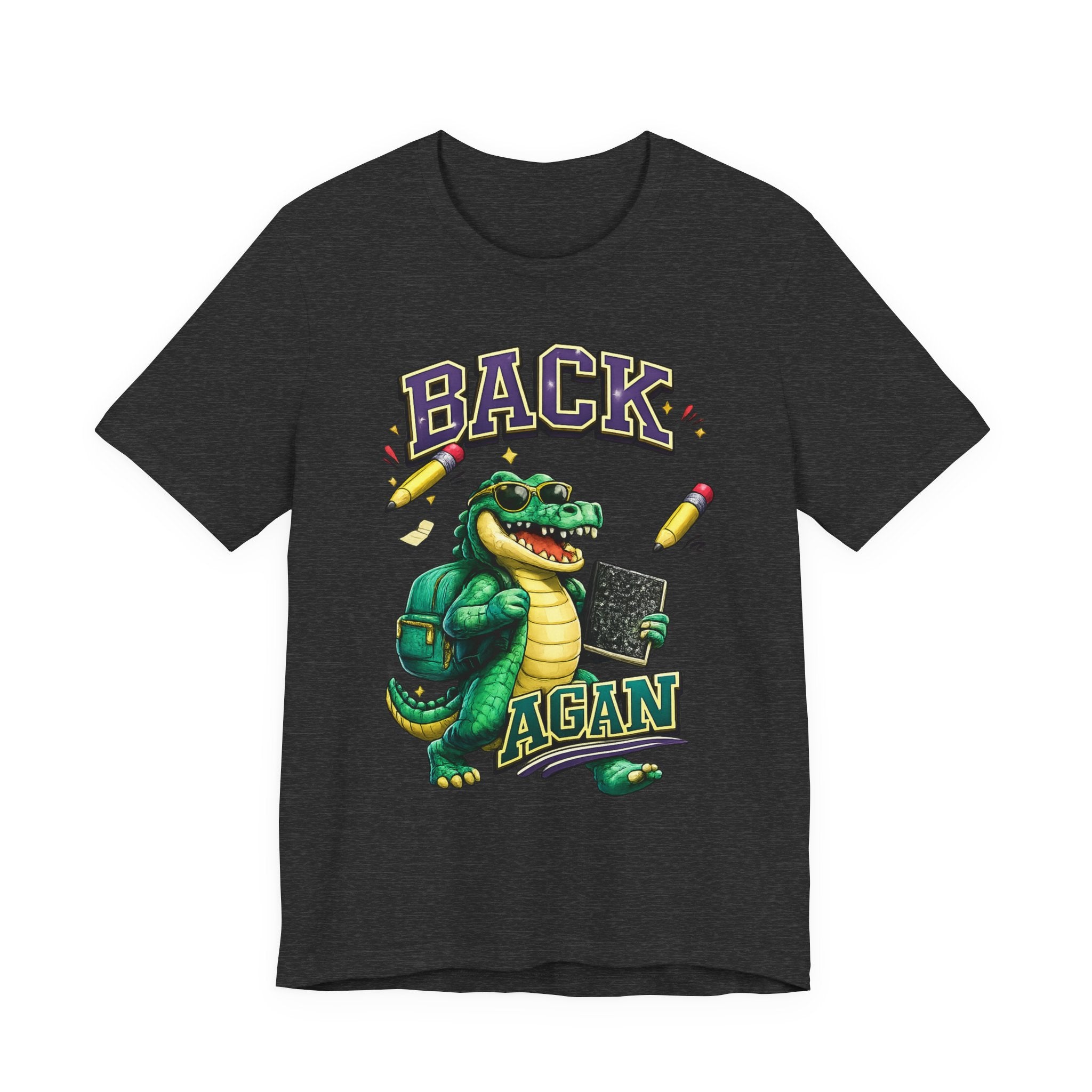Back Again Crocodile Graphic T-Shirt — Retro School Backpacker Tee