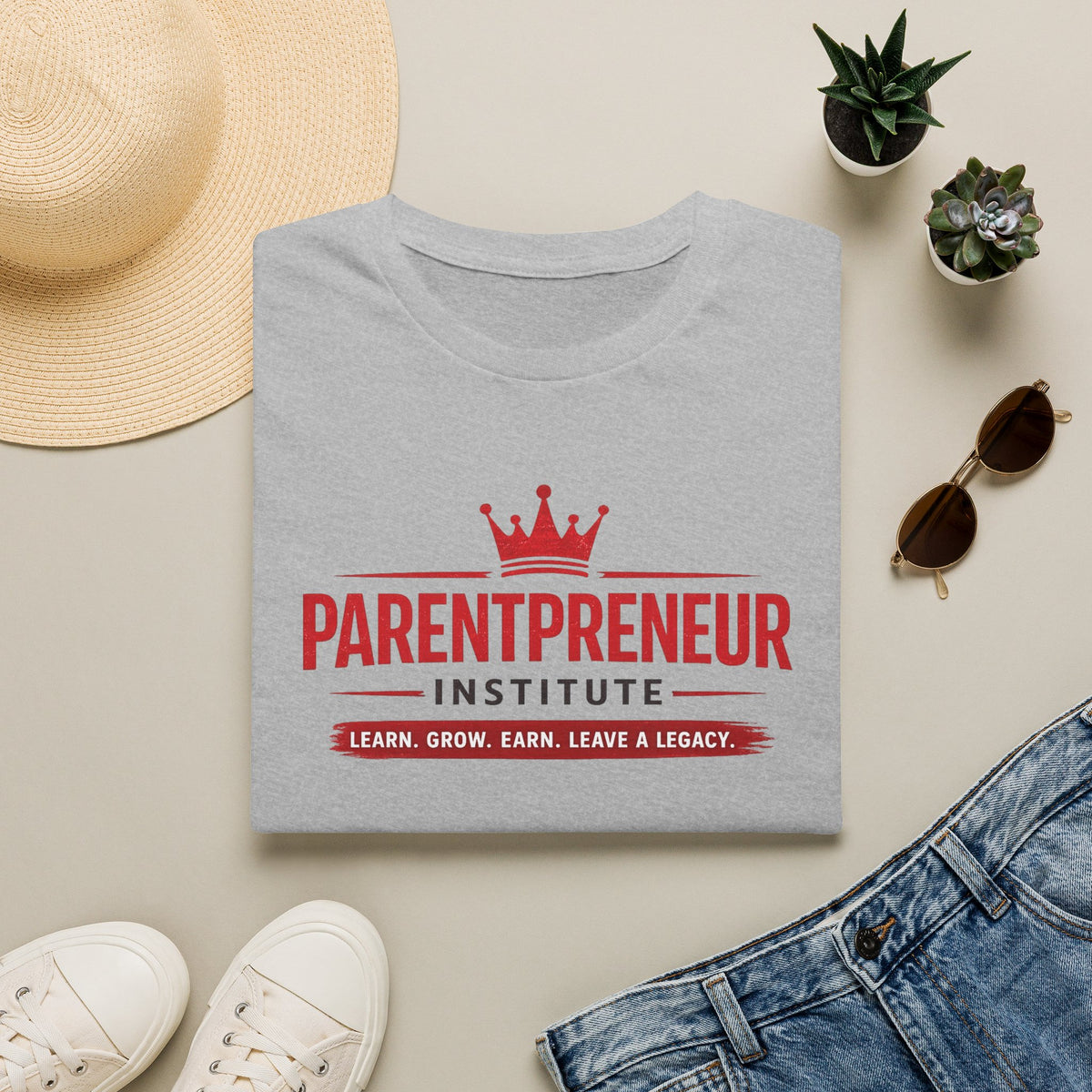 Parentpreneur Institute T-Shirt — Learn. Grow. Earn. Leave a Legacy.