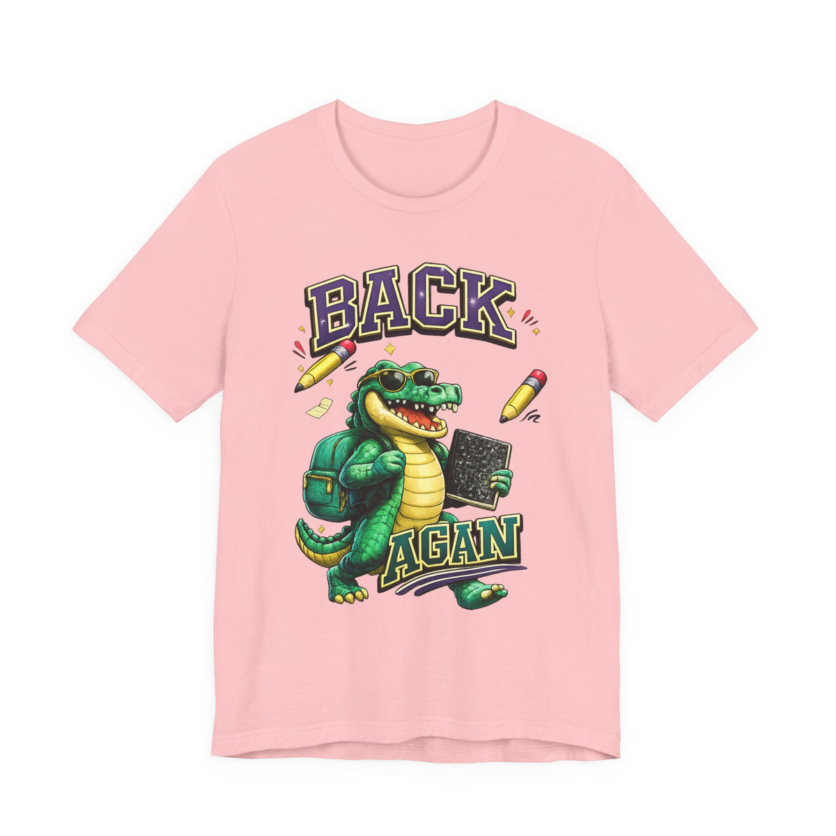 Back Again Crocodile Graphic T-Shirt — Retro School Backpacker Tee