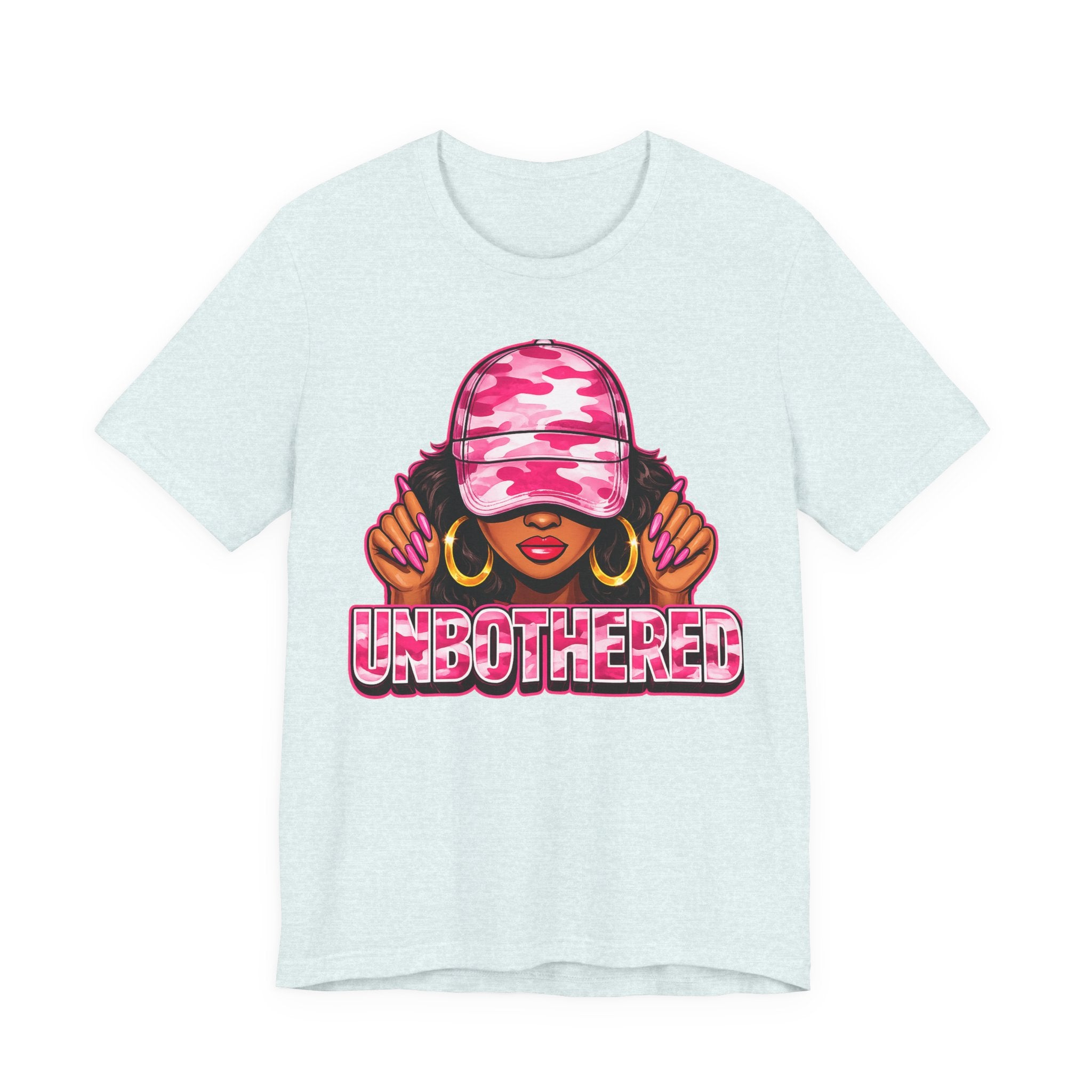 Unbothered Pink Camo Tee — Women’s Graphic 'UNBOTHERED' Shirt