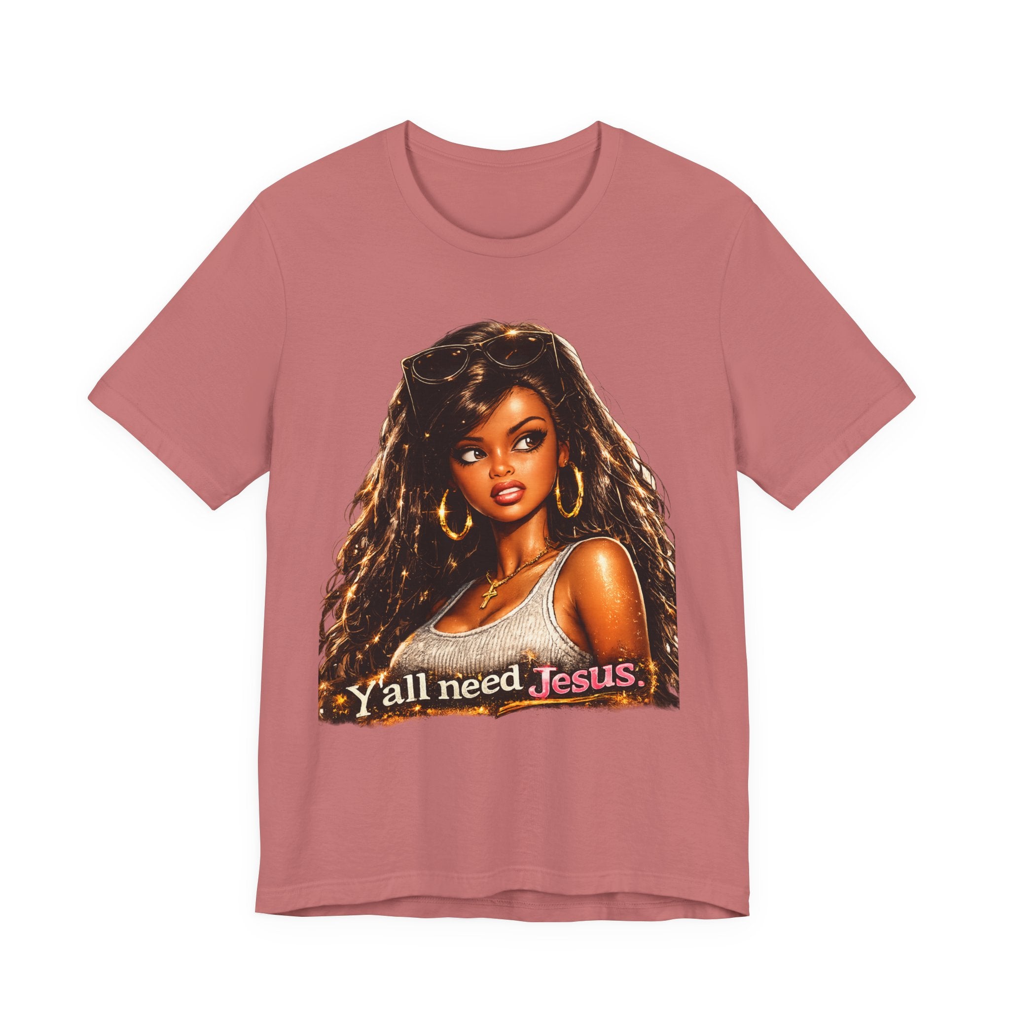 Y'all Need Jesus Tee — Vintage Glam Faith Graphic T-Shirt