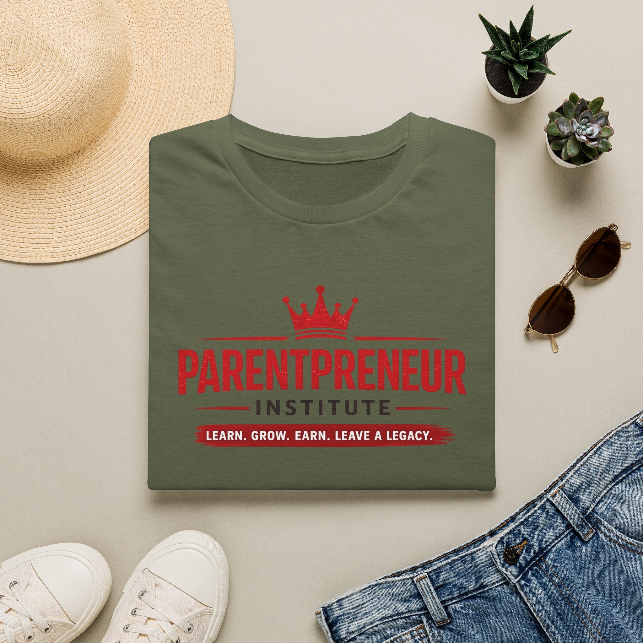 Parentpreneur Institute T-Shirt — Learn. Grow. Earn. Leave a Legacy.