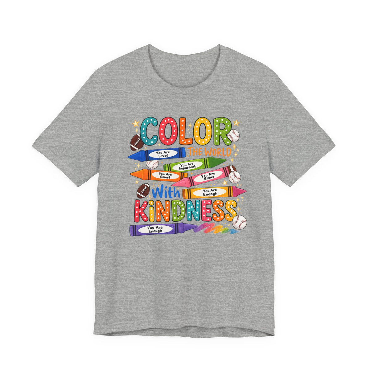 Kindness Crayons Tee - "Color the World with Kindness" Kids/Teacher Graphic T-Shirt