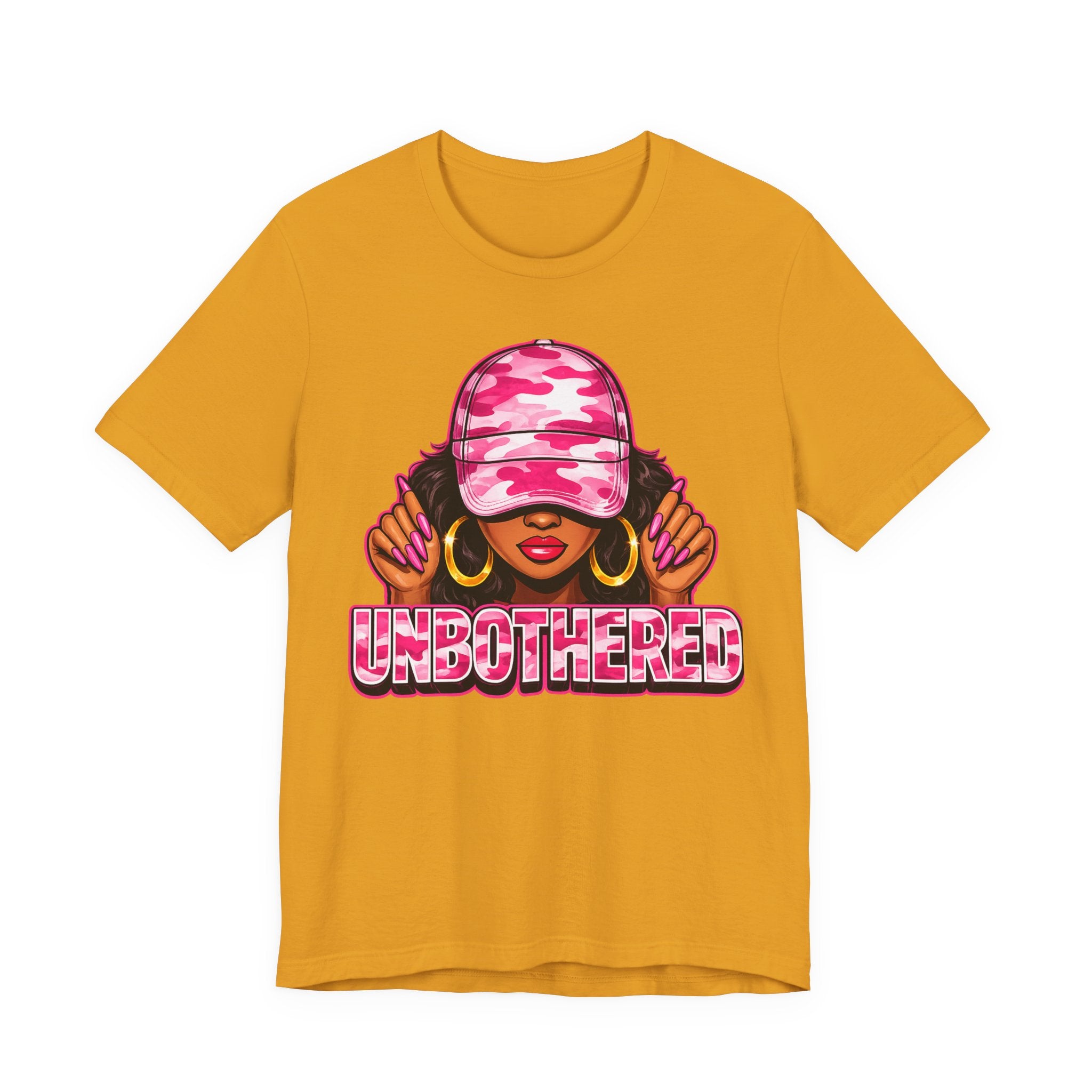 Unbothered Pink Camo Tee — Women’s Graphic 'UNBOTHERED' Shirt