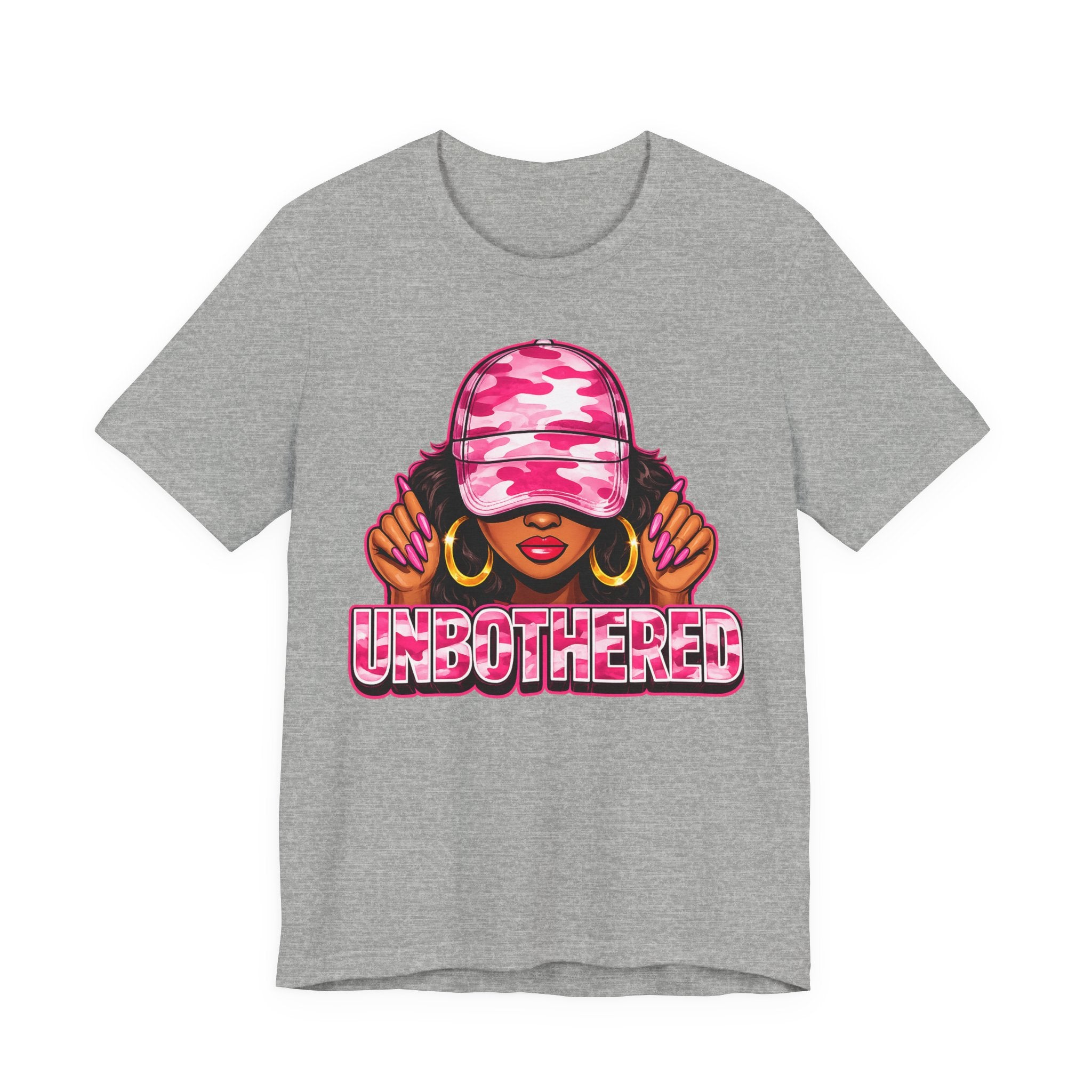 Unbothered Pink Camo Tee — Women’s Graphic 'UNBOTHERED' Shirt