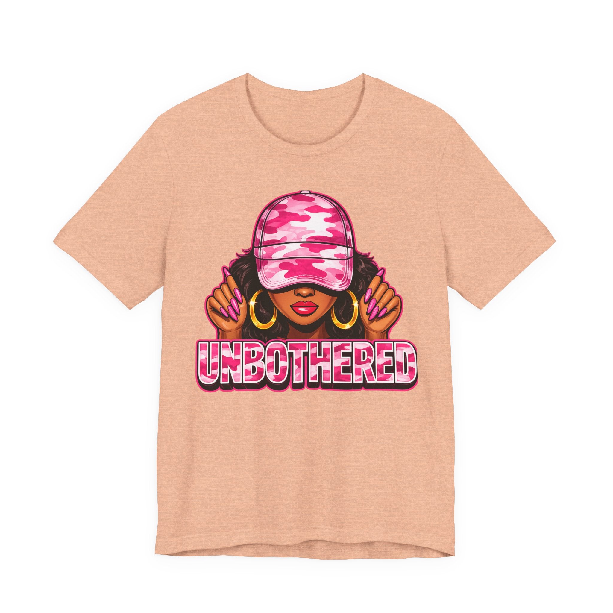 Unbothered Pink Camo Tee — Women’s Graphic 'UNBOTHERED' Shirt