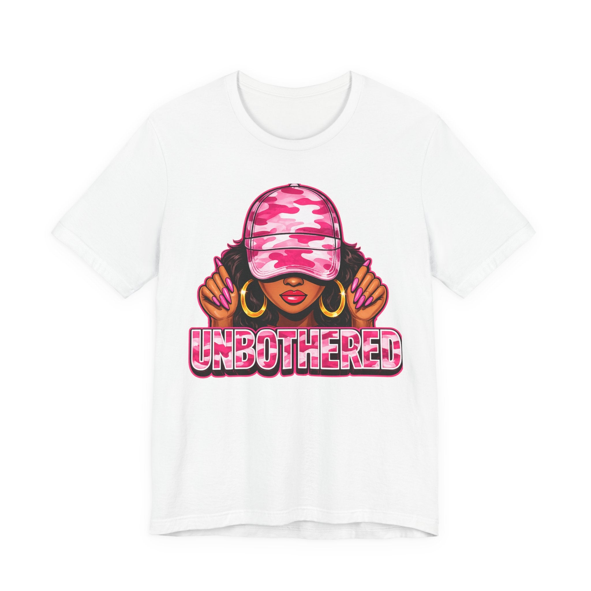 Unbothered Pink Camo Tee — Women’s Graphic 'UNBOTHERED' Shirt