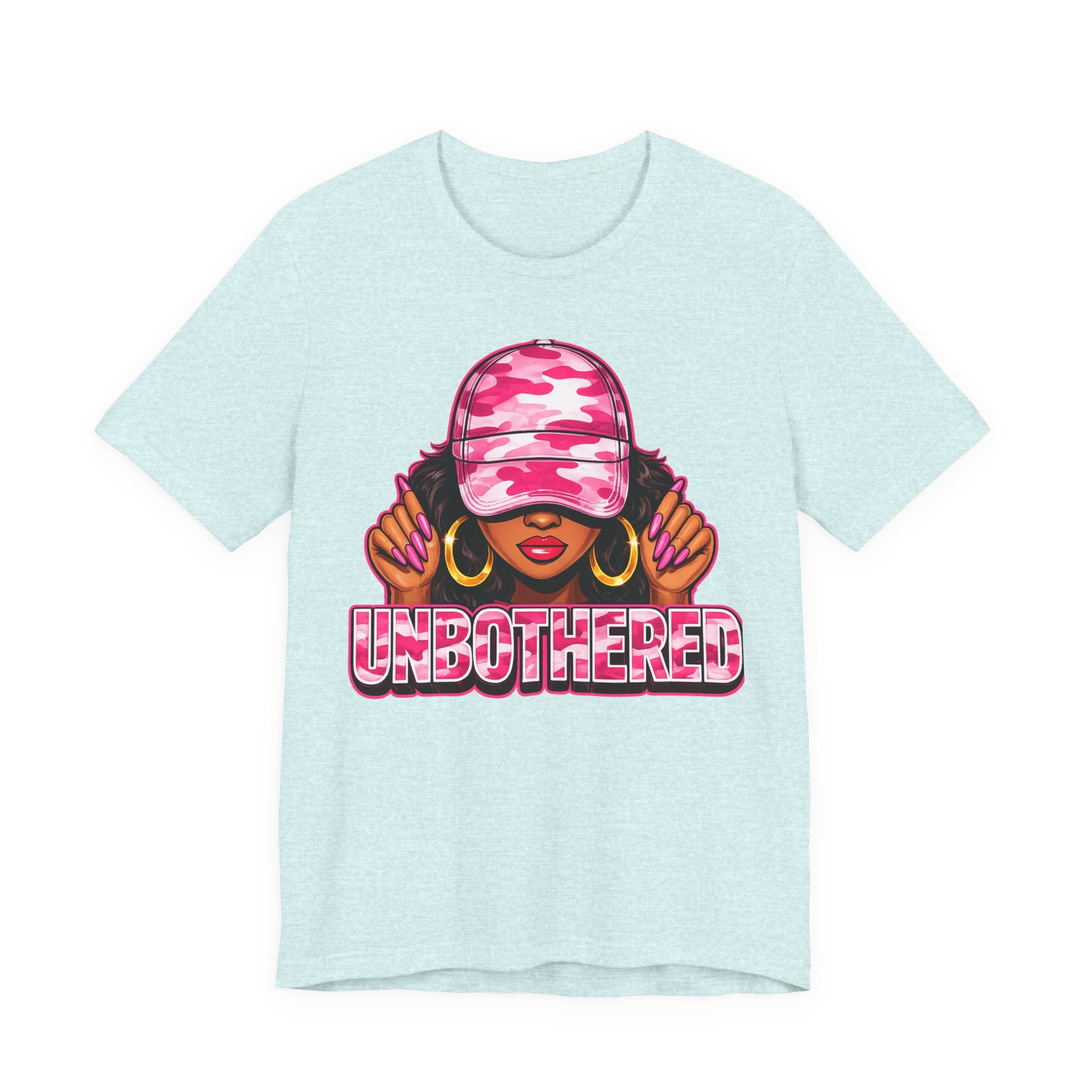 Unbothered Pink Camo Tee — Women’s Graphic 'UNBOTHERED' Shirt
