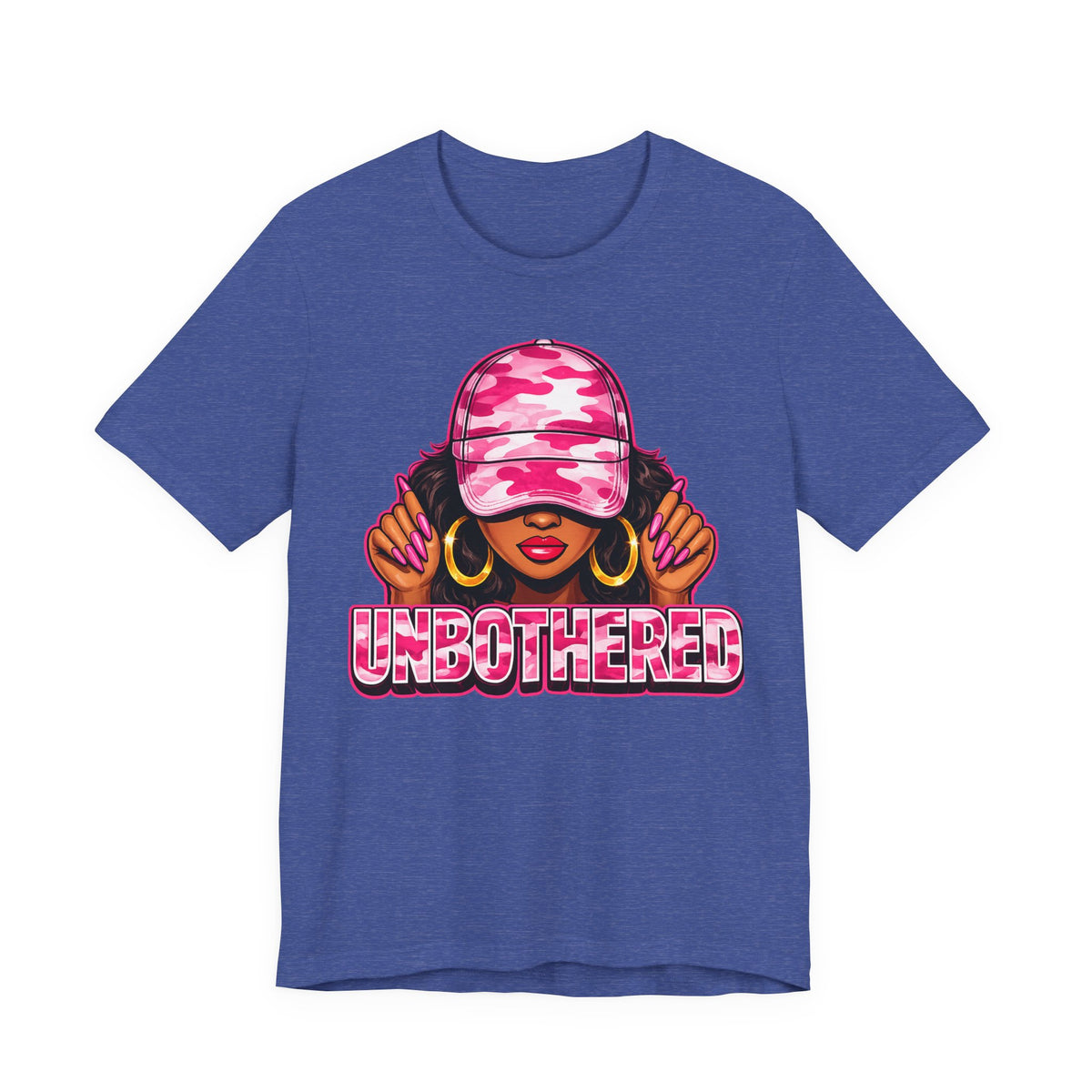 Unbothered Pink Camo Tee — Women’s Graphic 'UNBOTHERED' Shirt