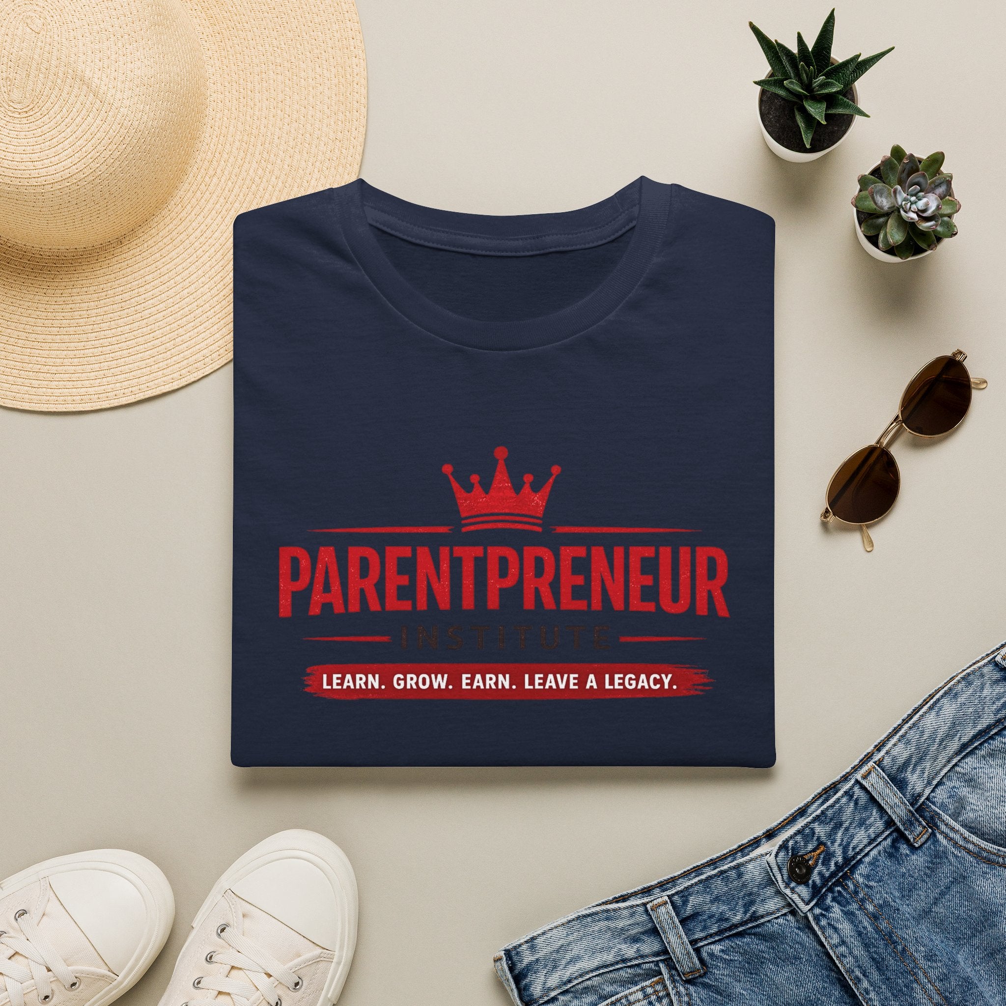 Parentpreneur Institute T-Shirt — Learn. Grow. Earn. Leave a Legacy.